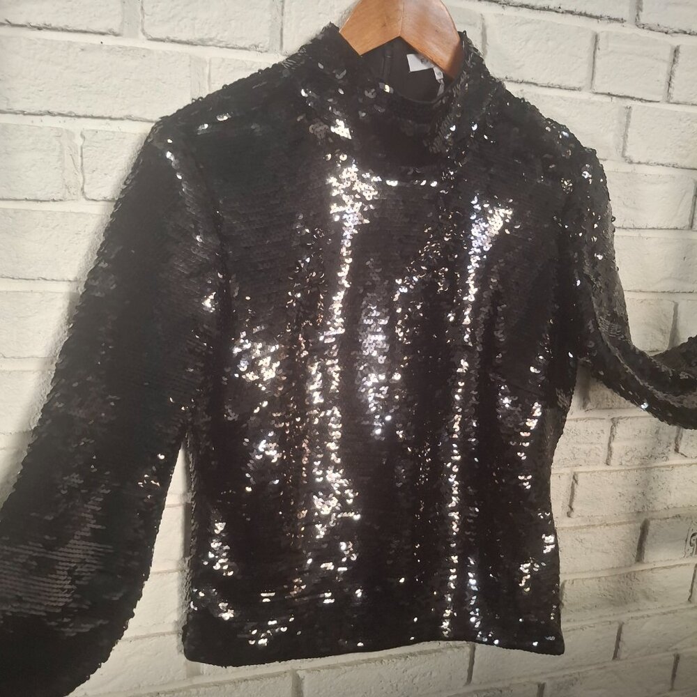 Frame Black Sequin Turtleneck - image 2